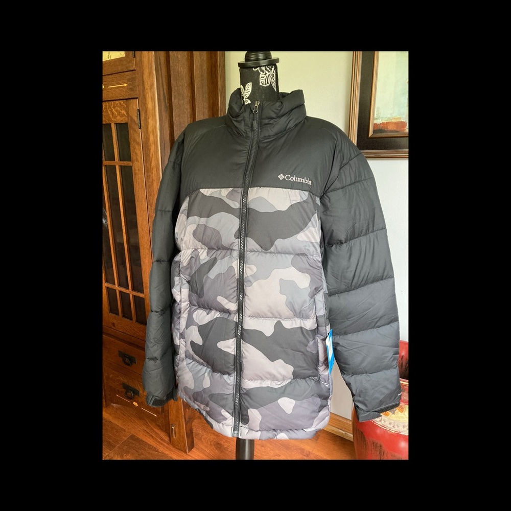 Columbia Men's Pike Lake Jacket, Black Mod Camo Print/Black, Large